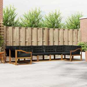 vidaXL Set de canapele de exterior cu pernă 7 pcs Natural și Negru imagine