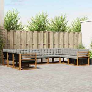 vidaXL Set de canapele de exterior 9 pcs Gri natural și deschis imagine