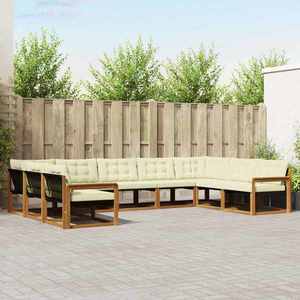 vidaXL Set de canapele de exterior cu pernă 9 pcs Natural și Crem imagine