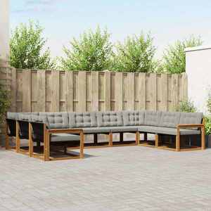 vidaXL Set de canapele de exterior 9 pcs Gri natural și deschis imagine