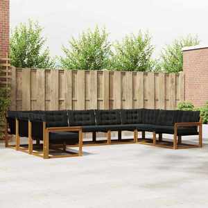 vidaXL Set de canapele de exterior cu pernă 9 pcs Natural și Negru imagine