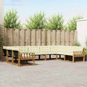 vidaXL Set de canapele de exterior cu pernă 9 pcs Natural și Crem imagine