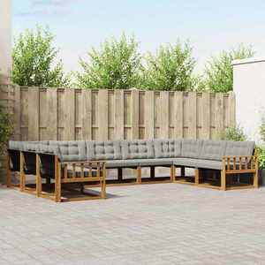 vidaXL Set de canapele de exterior 9 pcs Gri natural și deschis imagine