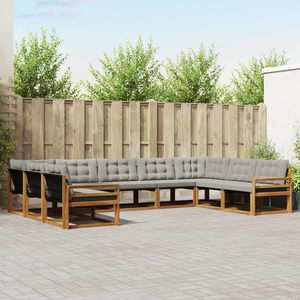 vidaXL Set de canapele de exterior 9 pcs Gri natural și deschis imagine