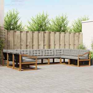 vidaXL Set de canapele de exterior 9 pcs Gri natural și deschis imagine