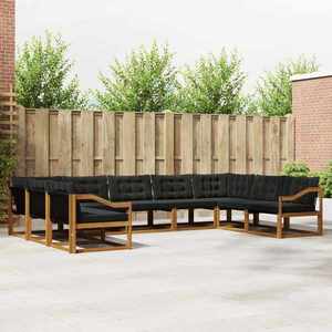 vidaXL Set de canapele de exterior cu pernă 9 pcs Natural și Negru imagine