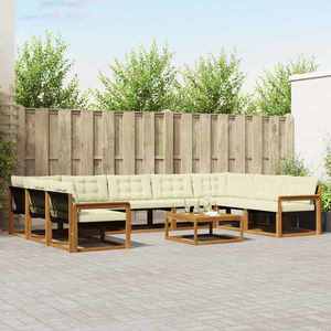 vidaXL Set de canapele de exterior cu pernă 10 pcs Natural și Crem imagine