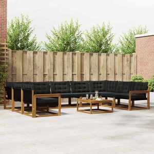 vidaXL Set de canapele de exterior cu pernă 10 pcs Natural și Negru imagine