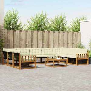 vidaXL Set de canapele de exterior cu pernă 10 pcs Natural și Crem imagine