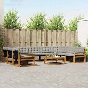 vidaXL Set de canapele de exterior 10 pcs Gri natural și deschis imagine