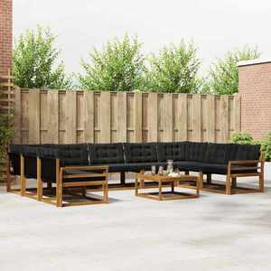 vidaXL Set de canapele de exterior cu pernă 10 pcs Natural și Negru imagine