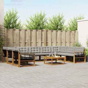 vidaXL Set de canapele de exterior 10 pcs Gri natural și deschis imagine