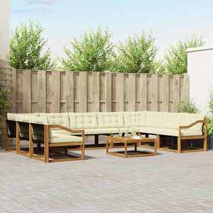 vidaXL Set de canapele de exterior cu pernă 10 pcs Natural și Crem imagine