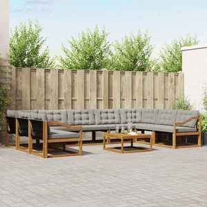 vidaXL Set de canapele de exterior 10 pcs Gri natural și deschis imagine
