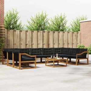 vidaXL Set de canapele de exterior cu pernă 10 pcs Natural și Negru imagine