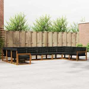 vidaXL Set de canapele de exterior cu pernă 10 pcs Natural și Negru imagine