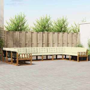 vidaXL Set de canapele de exterior cu pernă 10 pcs Natural și Crem imagine