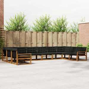 vidaXL Set de canapele de exterior cu pernă 10 pcs Natural și Negru imagine