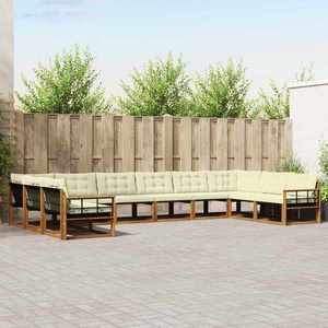 vidaXL Set de canapele de exterior cu pernă 10 pcs Natural și Crem imagine