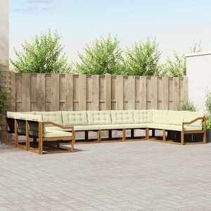 vidaXL Set de canapele de exterior cu pernă 10 pcs Natural și Crem imagine