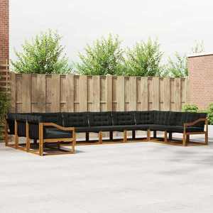 vidaXL Set de canapele de exterior cu pernă 10 pcs Natural și Negru imagine