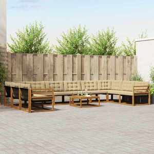 vidaXL Set de canapele de exterior cu pernă 11 pcs Natural și Bej imagine