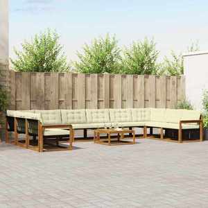 vidaXL Set de canapele de exterior cu pernă 11 pcs Natural și Crem imagine