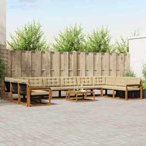 vidaXL Set de canapele de exterior cu pernă 11 pcs Natural și Bej imagine