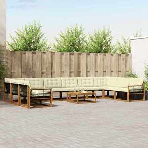 vidaXL Set de canapele de exterior cu pernă 11 pcs Natural și Crem imagine