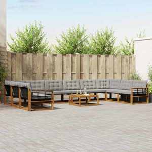 vidaXL Set de canapele de exterior 11 pcs Gri natural și deschis imagine