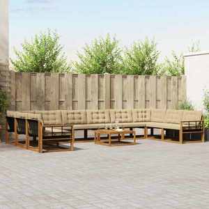 vidaXL Set de canapele de exterior cu pernă 11 pcs Natural și Bej imagine
