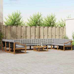 vidaXL Set de canapele de exterior 11 pcs Gri natural și deschis imagine
