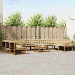 vidaXL Set de canapele de exterior cu pernă 11 pcs Natural și Bej imagine