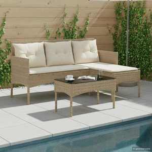 vidaXL Set de canapele pentru grădină cu pernă 2 pcs poliratan imagine