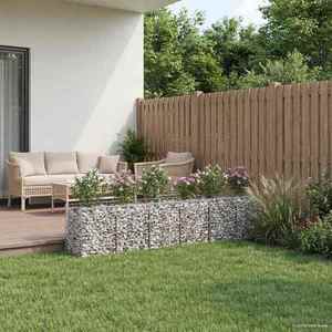 vidaXL Pat ridicat din gabion 2 pcs Argintiu 300 x 50 x 60 cm imagine