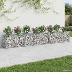vidaXL Pat ridicat din gabion 2 pcs Argintiu 400 x 50 x 60 cm imagine