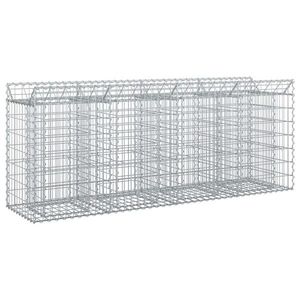 vidaXL Pat ridicat din gabion 2 pcs Argintiu 200 x 50 x 80 cm imagine
