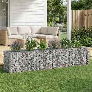 vidaXL Pat ridicat din gabion 2 pcs Argintiu 260 x 60 x 55 cm imagine