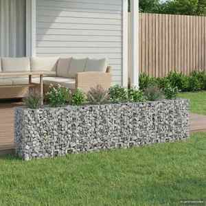 vidaXL Pat ridicat din gabion 2 pcs Argintiu 330 x 50 x 80 cm imagine