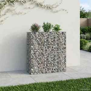 vidaXL Pat ridicat din gabion 2 pcs Argintiu 130 x 50 x 150 cm imagine