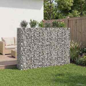 vidaXL Pat ridicat din gabion 3 pcs Argintiu 250 x 50 x 150 cm imagine