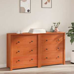 vidaXL Bufet 2 pcs Maro Ceară 140 x 35 x 80 cm Lemn masiv de pin imagine