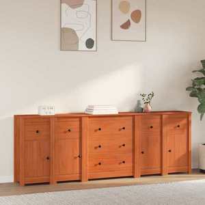 vidaXL Bufet cu sertar 5 pcs Maro Ceară Lemn masiv de pin imagine