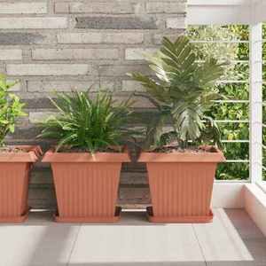 vidaXL Vază pătrată pentru flori 6 pcs Roșu cărămidă 33 x 33 x 26 cm imagine