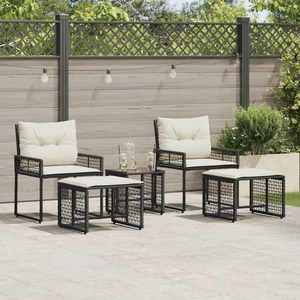 vidaXL Set de Mobilier pentru Exterior cu pernă 5 pcs Negru și Alb imagine