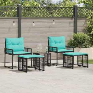 vidaXL Set de Mobilier pentru Exterior cu pernă 5 pcs Negru și Turcoaz imagine