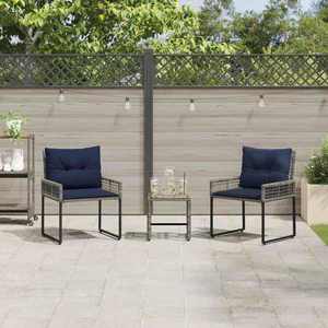 vidaXL Set de Mobilier pentru Exterior cu pernă 3 pcs Gri și bleumarin imagine