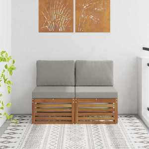 vidaXL 2 Bucată Canapea Medie pentru Exterior Lemn Solid de Acacia imagine