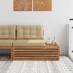 vidaXL Canapea de exterior cu braț final 3 Bucată Natural și Bej imagine