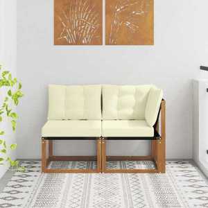 vidaXL Canapea de exterior din mijloc și colț 2 Bucată natural imagine